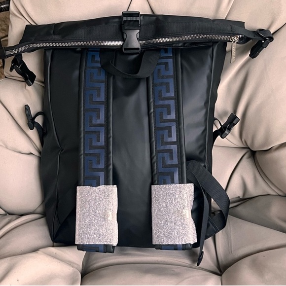 VERSACE PARFUMS BLACK WITH BLUE NEW BACKPACK - Picture 2 of 8